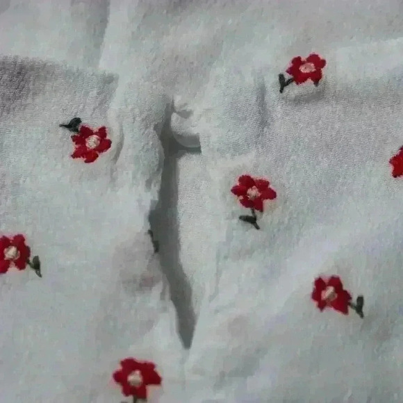 EMBROIDERED Cottagecore Cropped Tie Shoulder Floral Tank Top Relaxed Fit Women S - Picture 7 of 10